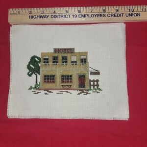 Cross-stitch "Hotel" hand made. Just needs a frame.